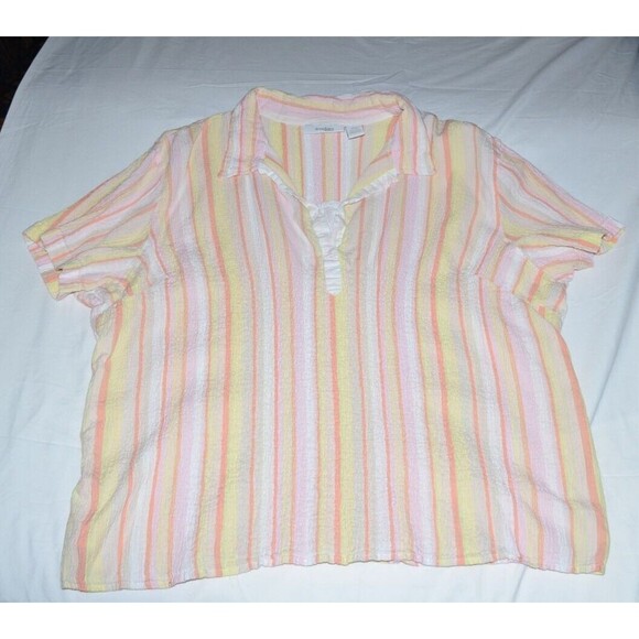 Dress Barn Woman's Summer seersucker short sleeve top 22/24 Peach stretch Plus - Picture 1 of 6